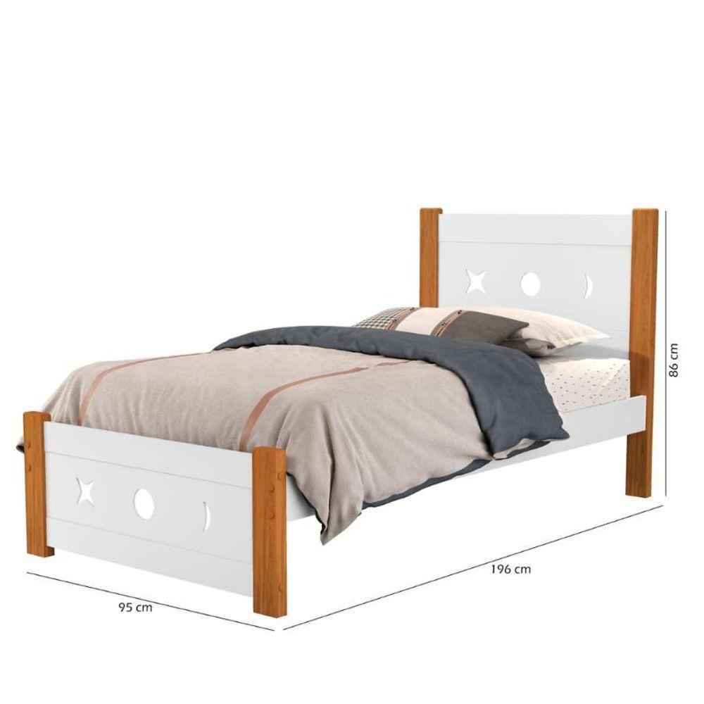 Cama Solteiro Padrão 100% Mdf Decorativa Resistente Estrado Madeira Branco/nature - 4