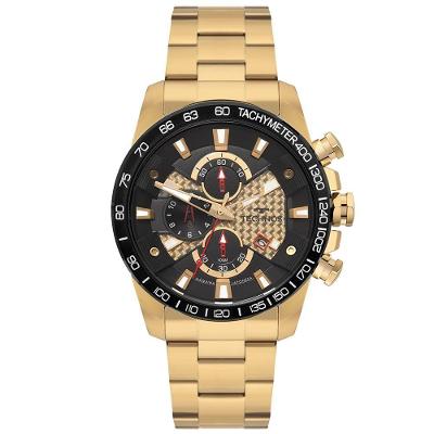 Relógio Masculino OS1ACA-1P Cronógrafo Pulseira Aço Inox Carbon Dourado Technos