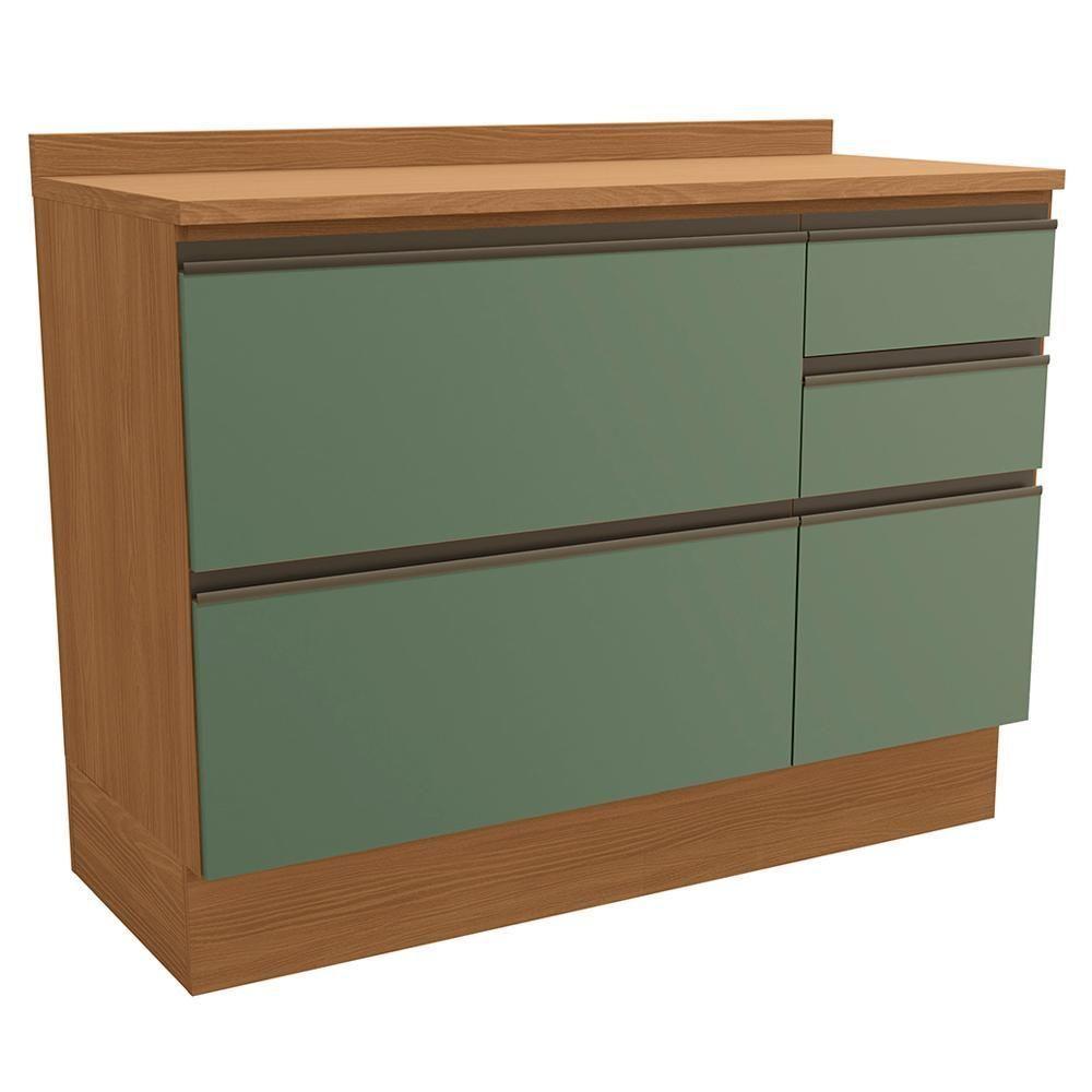 Balcao Com Tampo 1p 4g 120 Cm Maxxi G746 Canela Verde Kappesberg Canela Verde - 1