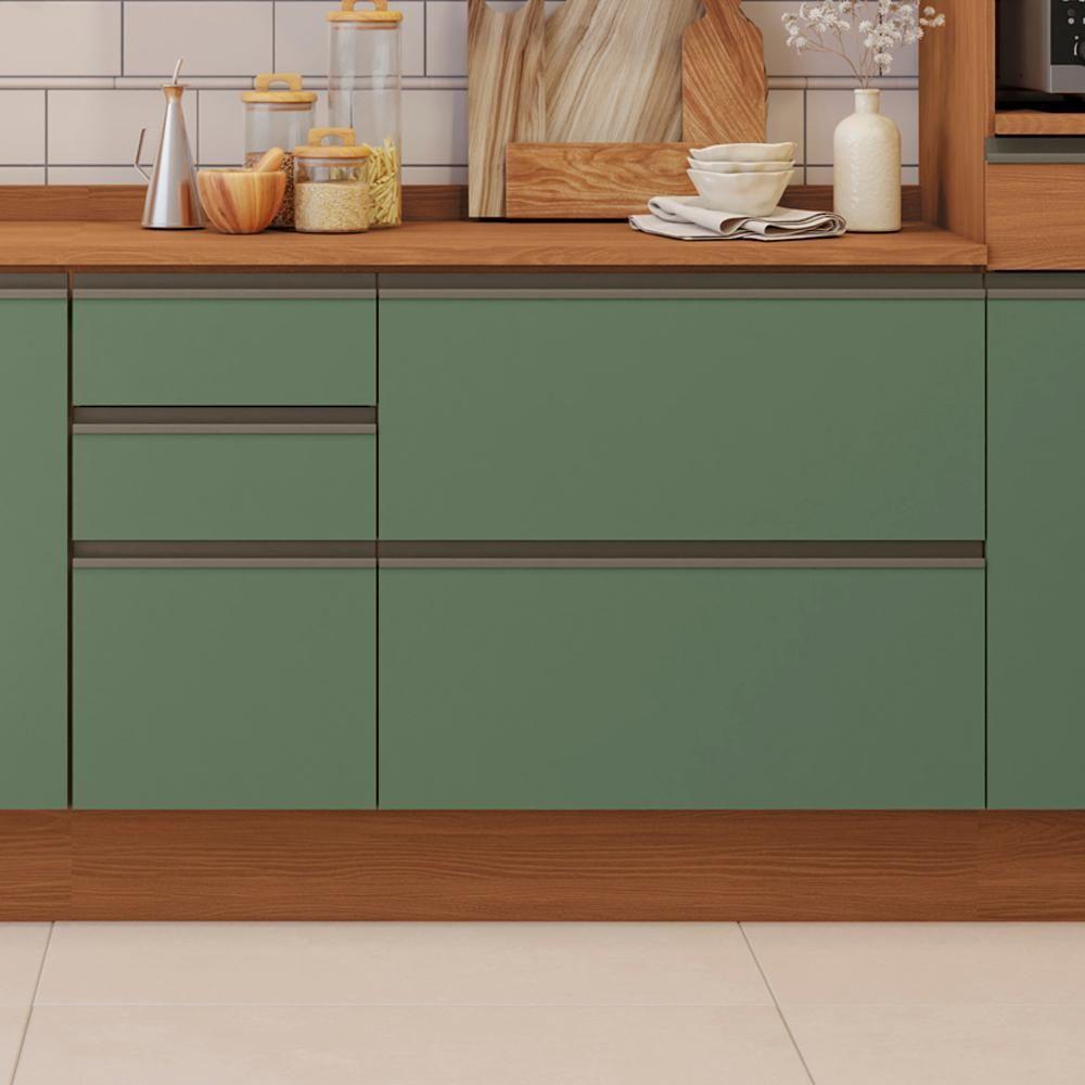 Balcao Com Tampo 1p 4g 120 Cm Maxxi G746 Canela Verde Kappesberg Canela Verde - 2