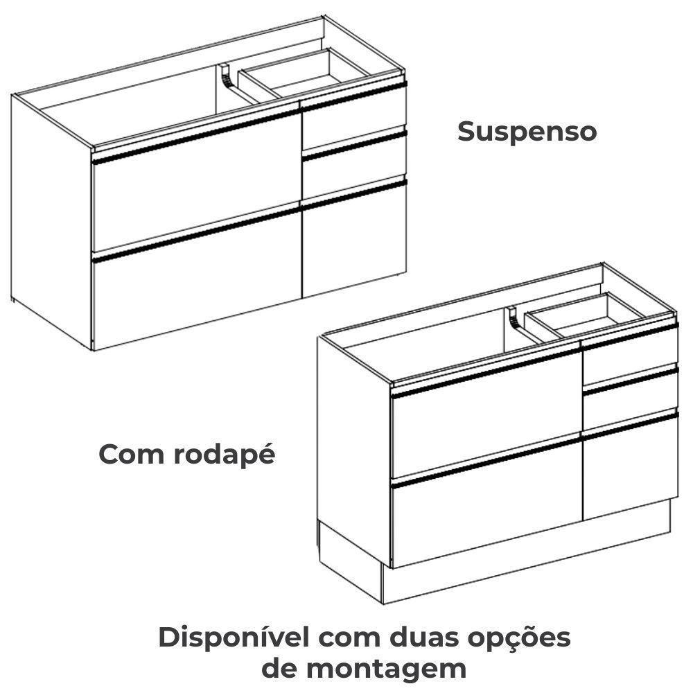 Balcao Com Tampo 1p 4g 120 Cm Maxxi G746 Canela Verde Kappesberg Canela Verde - 6