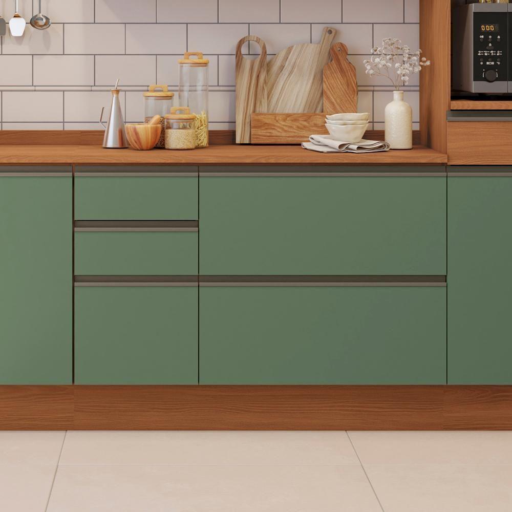 Balcao Com Tampo 1p 4g 120 Cm Maxxi G746 Canela Verde Kappesberg Canela Verde - 7