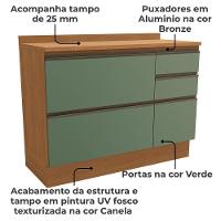 Balcao Com Tampo 1p 4g 120 Cm Maxxi G746 Canela Verde Kappesberg Canela Verde - 3