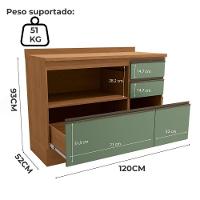 Balcao Com Tampo 1p 4g 120 Cm Maxxi G746 Canela Verde Kappesberg Canela Verde