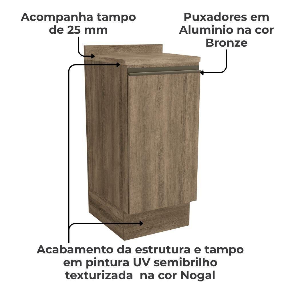 Balcao Com Tampo 1 Porta 40 Cm Mdp Maxxi G741 Nogal Kappesberg Nogal - 2