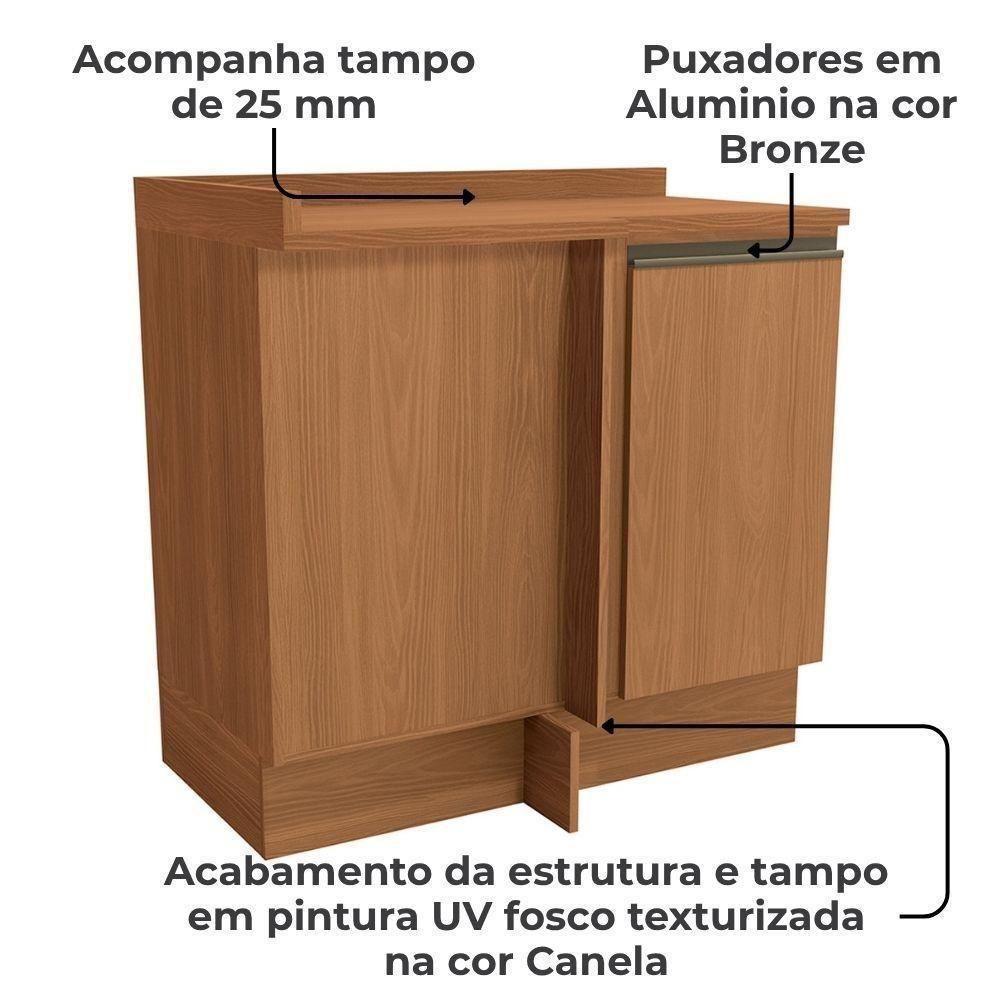 Balcao Canto Reto Com Tampo 1p 98 Cm Maxxi G748 Canela Kappesberg Canela - 3