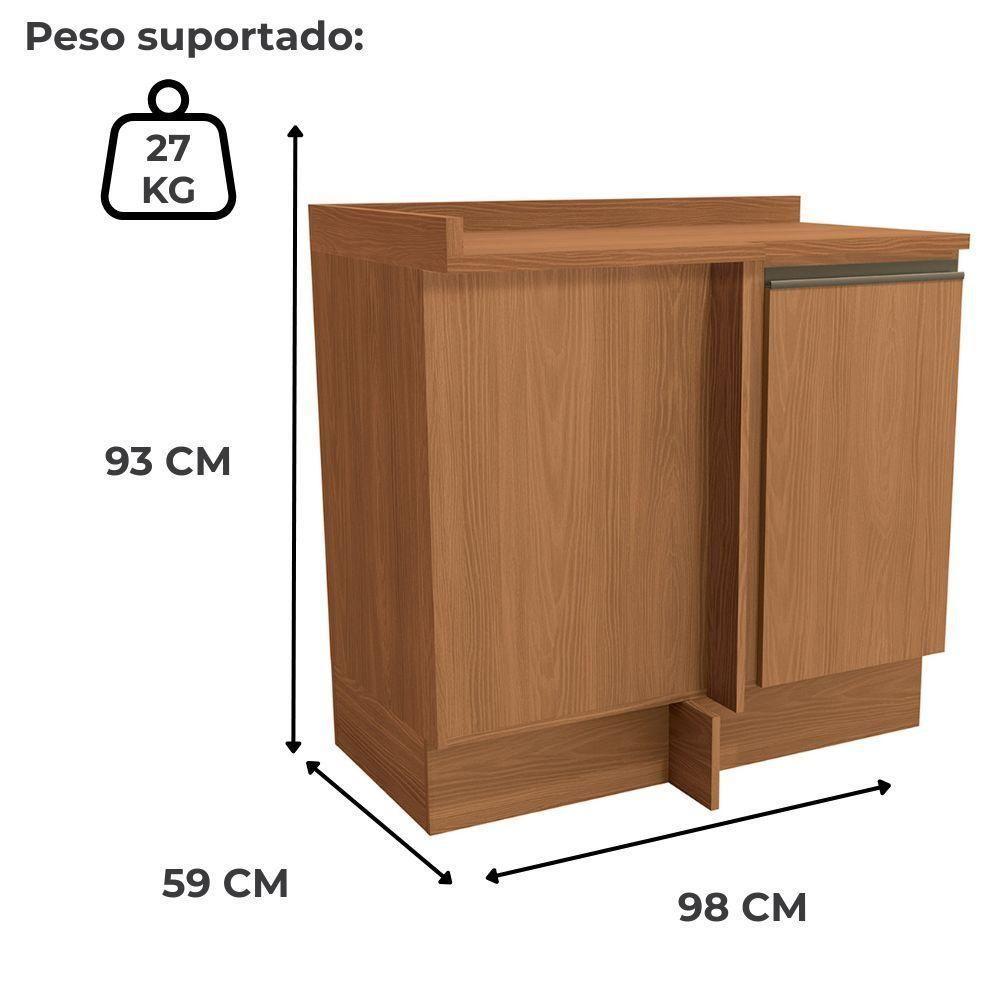 Balcao Canto Reto Com Tampo 1p 98 Cm Maxxi G748 Canela Kappesberg Canela - 5