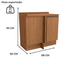 Balcao Canto Reto Com Tampo 1p 98 Cm Maxxi G748 Canela Kappesberg Canela - 5