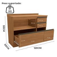 Balcao Com Tampo 1p 4g 120 Cm Maxxi G746 Canela Kappesberg Canela