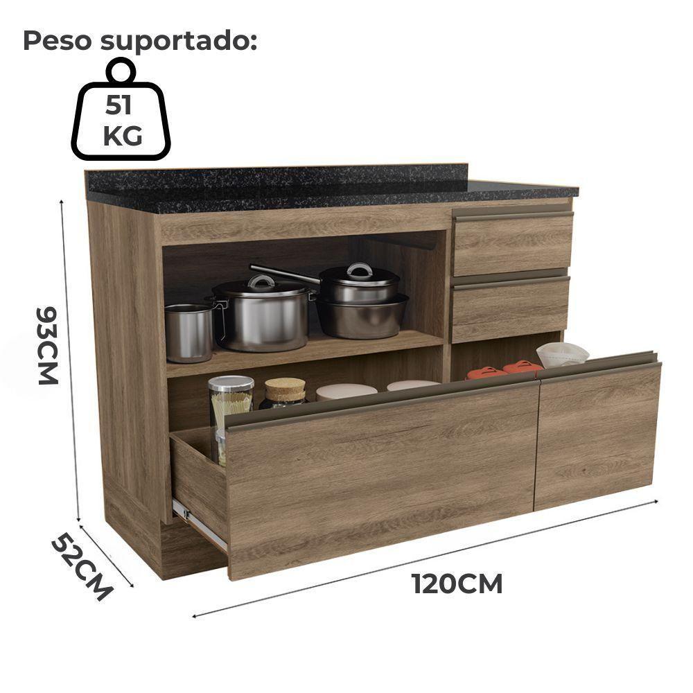 Balcao Com Tampo 120 Cm 1p 4g Maxxi G746 Nogal Preto Kappesberg Nogal Preto - 4