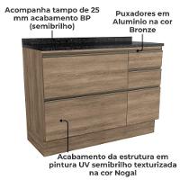 Balcao Com Tampo 120 Cm 1p 4g Maxxi G746 Nogal Preto Kappesberg Nogal Preto - 3