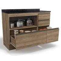 Balcao Com Tampo 120 Cm 1p 4g Maxxi G746 Nogal Preto Kappesberg Nogal Preto - 5