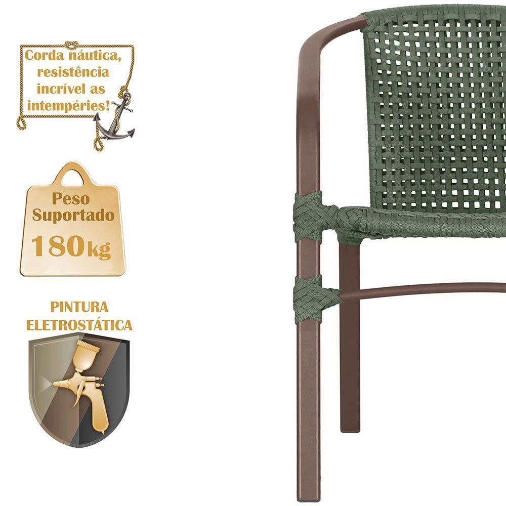 04 Cadeiras Floripa E Mesa Roma 80cm Marrom Trama Original Verde - 4