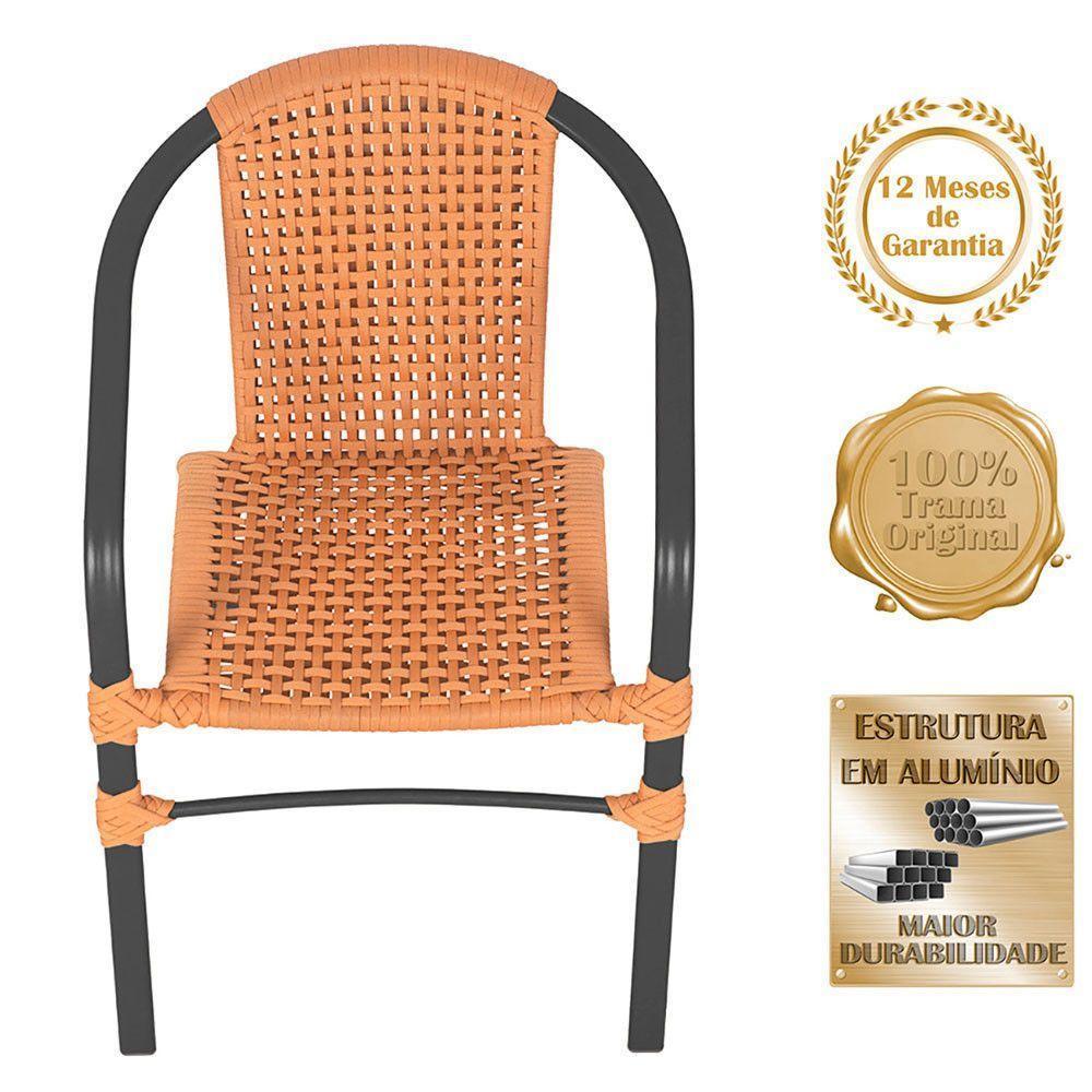 02 Cadeiras Floripa E Mesa Roma 80cm Preta Trama Original Terra Cota - 3