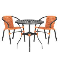 02 Cadeiras Floripa E Mesa Roma 80cm Preta Trama Original Terra Cota - 1