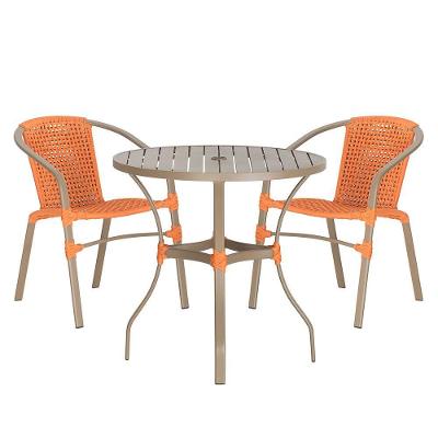 02 Cadeiras Floripa E Mesa Roma 80cm Fendi Trama Original Terra Cota