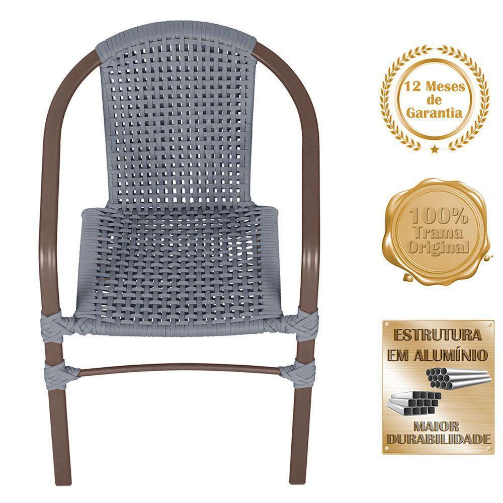 02 Cadeiras Floripa E Mesa Roma 100cm Marrom Trama Original Prata - 3