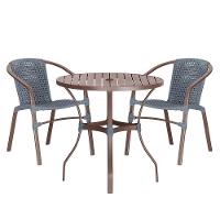 02 Cadeiras Floripa E Mesa Roma 100cm Marrom Trama Original Prata - 1