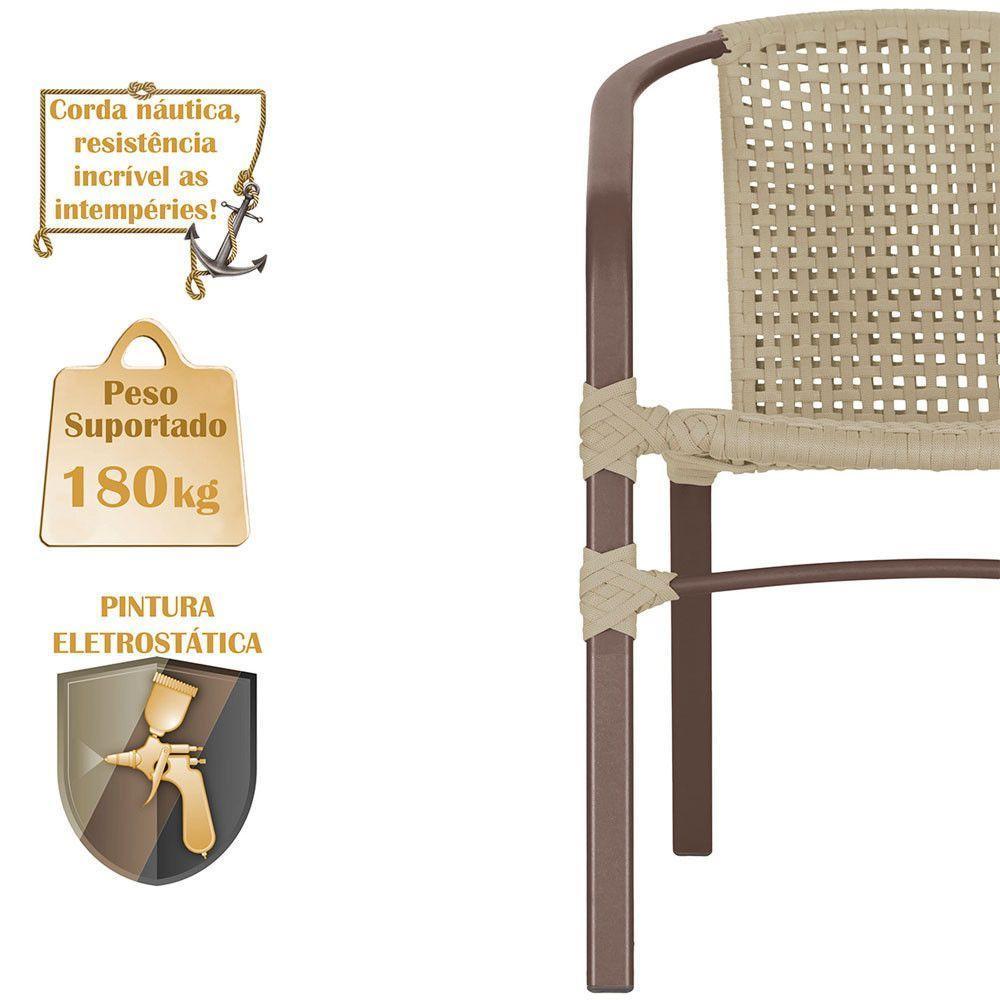 04 Cadeiras Floripa E Mesa Roma 80cm Marrom Trama Original Rami - 4