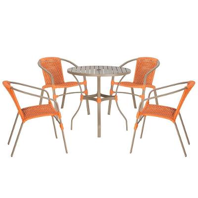 04 Cadeiras Floripa E Mesa Roma 100cm Fendi Trama Original Terra Cota