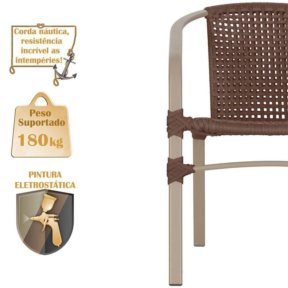 02 Cadeiras Floripa E Mesa Roma 80cm Fendi Trama Original Marrom - 4