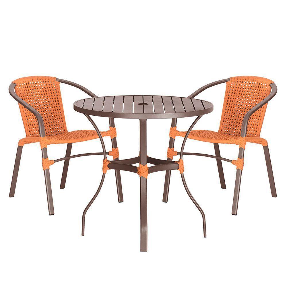 02 Cadeiras Floripa E Mesa Roma 100cm Marrom Trama Original Terra Cota - 1