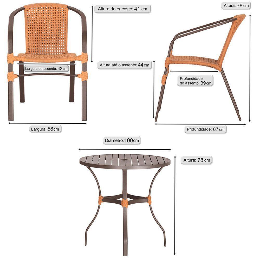 02 Cadeiras Floripa E Mesa Roma 100cm Marrom Trama Original Terra Cota - 2