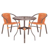 02 Cadeiras Floripa E Mesa Roma 100cm Marrom Trama Original Terra Cota - 1