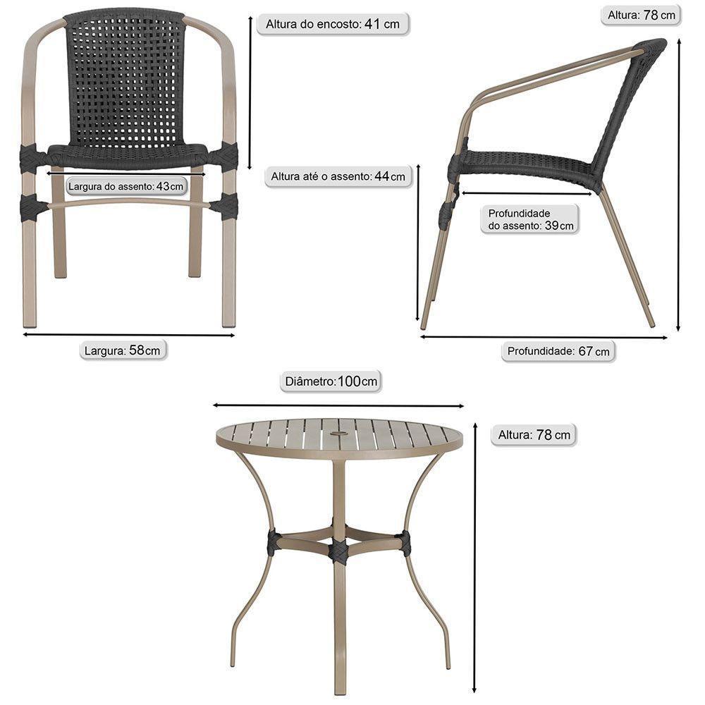 04 Cadeiras Floripa E Mesa Roma 100cm Fendi Trama Original Preto - 2