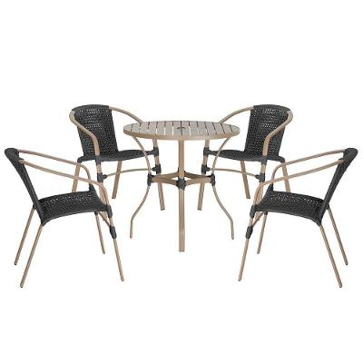 04 Cadeiras Floripa E Mesa Roma 100cm Fendi Trama Original Preto