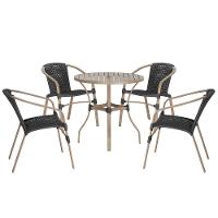 04 Cadeiras Floripa E Mesa Roma 100cm Fendi Trama Original Preto - 1