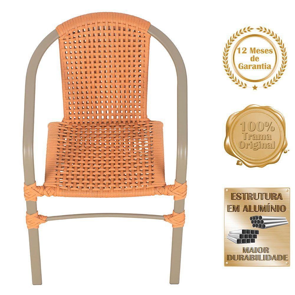 04 Cadeiras Floripa E Mesa Roma 80cm Fendi Trama Original Terra Cota - 3