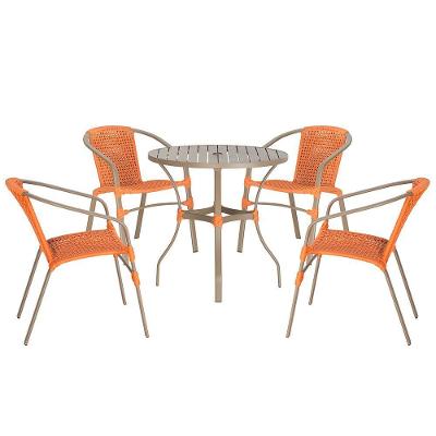 04 Cadeiras Floripa E Mesa Roma 80cm Fendi Trama Original Terra Cota