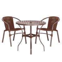 02 Cadeiras Floripa E Mesa Roma 100cm Marrom Trama Original Marrom - 1