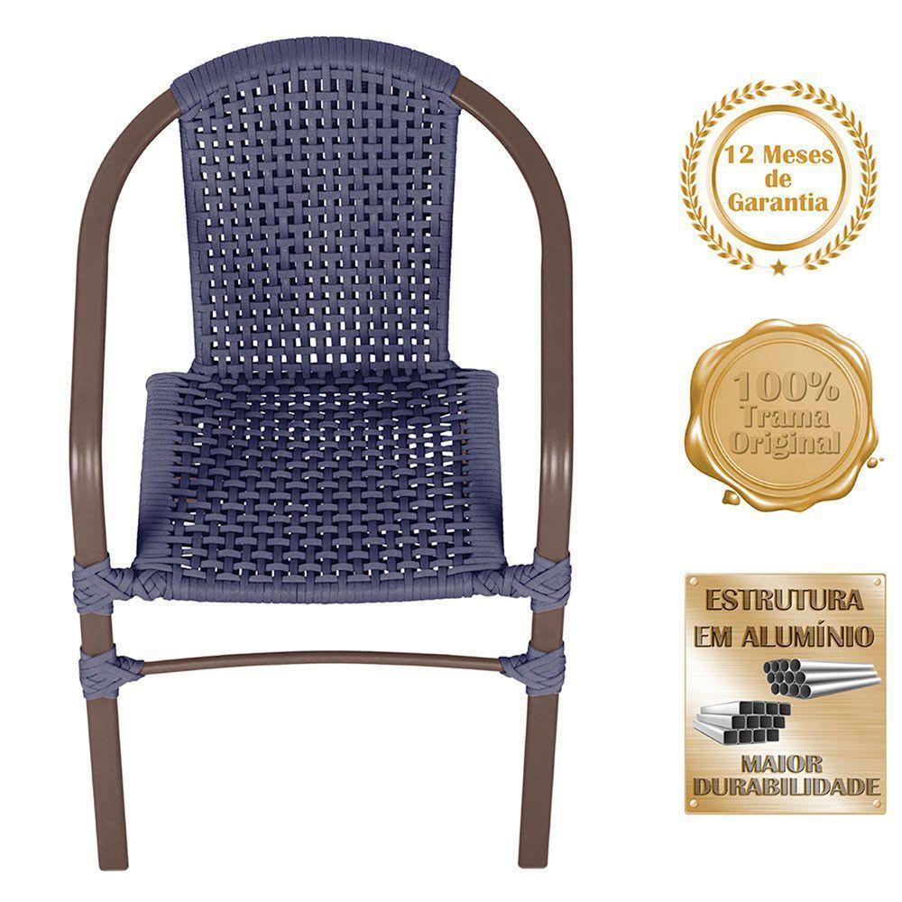 04 Cadeiras Floripa E Mesa Roma 100cm Marrom Trama Original Azul - 3