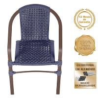 04 Cadeiras Floripa E Mesa Roma 100cm Marrom Trama Original Azul - 3