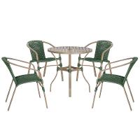 04 Cadeiras Floripa E Mesa Roma 100cm Fendi Trama Original Verde - 1