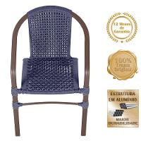 04 Cadeiras Floripa E Mesa Roma 80cm Marrom Trama Original Azul - 3