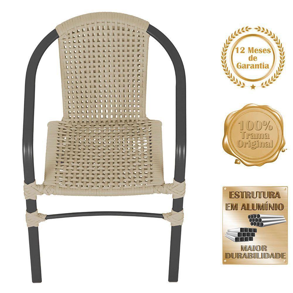 04 Cadeiras Floripa E Mesa Roma 100cm Preta Trama Original Rami - 3