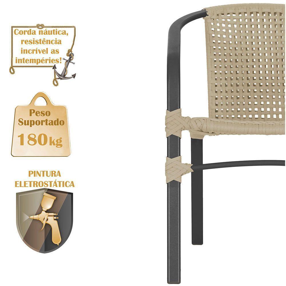 04 Cadeiras Floripa E Mesa Roma 100cm Preta Trama Original Rami - 4