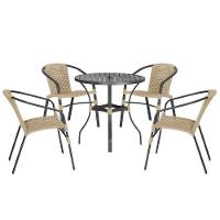 04 Cadeiras Floripa E Mesa Roma 100cm Preta Trama Original Rami - 1