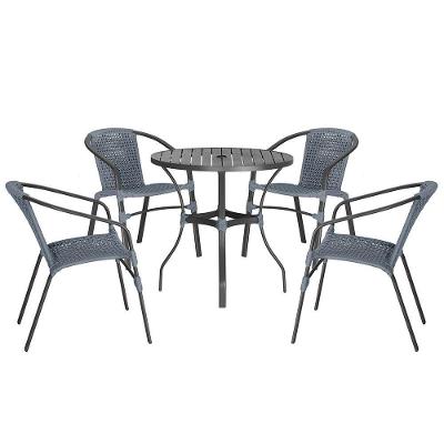04 Cadeiras Floripa E Mesa Roma 100cm Preta Trama Original Prata