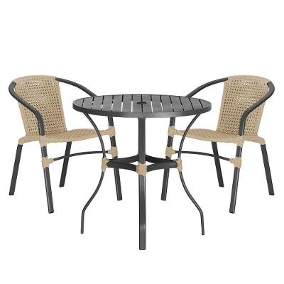 02 Cadeiras Floripa E Mesa Roma 80cm Preta Trama Original Rami
