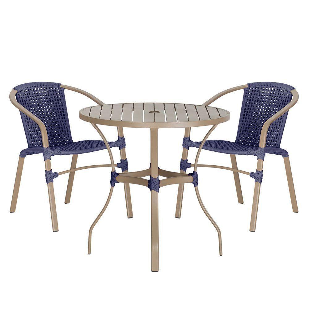 02 Cadeiras Floripa E Mesa Roma 80cm Fendi Trama Original Azul - 1