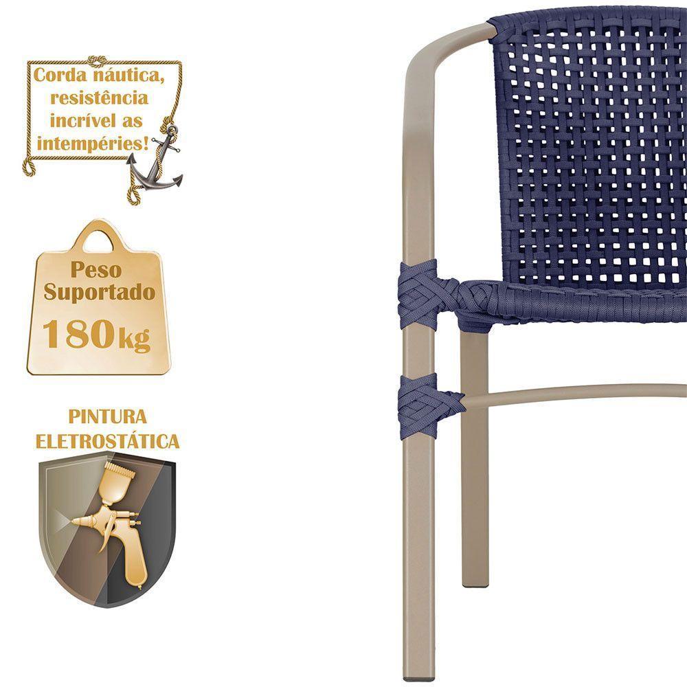 02 Cadeiras Floripa E Mesa Roma 80cm Fendi Trama Original Azul - 4