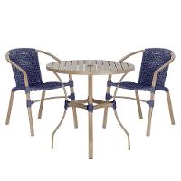 02 Cadeiras Floripa E Mesa Roma 80cm Fendi Trama Original Azul - 1