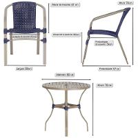 02 Cadeiras Floripa E Mesa Roma 80cm Fendi Trama Original Azul - 2