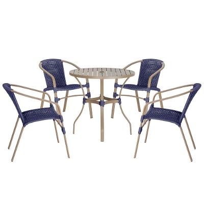 04 Cadeiras Floripa E Mesa Roma 100cm Fendi Trama Original Azul