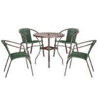 04 Cadeiras Floripa E Mesa Roma 100cm Marrom Trama Original Verde - 1