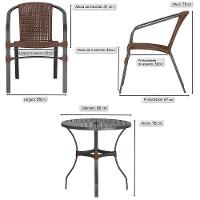 04 Cadeiras Floripa E Mesa Roma 80cm Preta Trama Original Marrom - 2